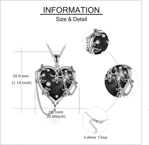 Mongas Witches Heart Necklace for Women 925 Sterling Silver Black Heart Necklace Skull Goth Halloween Jewelry for Women Witchy Gifts in Kuwait