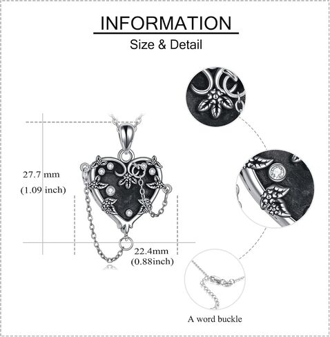 Mongas Witches Heart Necklace for Women 925 Sterling Silver Black Heart Necklace Skull Goth Halloween Jewelry for Women Witchy Gifts in Kuwait