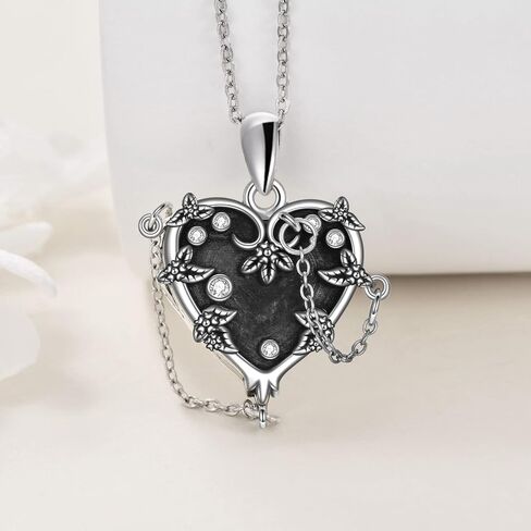 Mongas Witches Heart Necklace for Women 925 Sterling Silver Black Heart Necklace Skull Goth Halloween Jewelry for Women Witchy Gifts in Kuwait