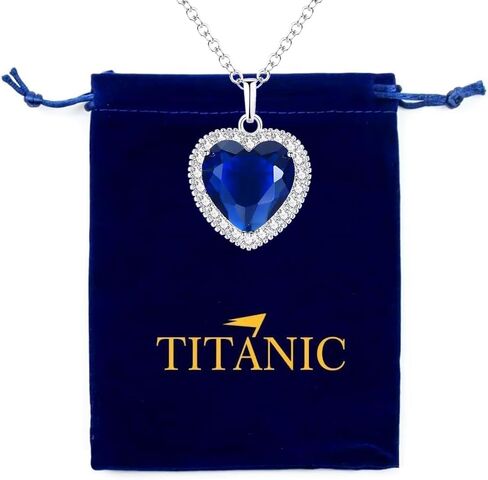 Titanic Heart The Ocean محاكاة الياقوت الأزرق ، قلادة فضية معلقات المجوهرات تايتانيك المجوهرات للمرأة in Kuwait