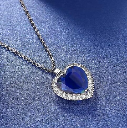 Titanic Heart The Ocean محاكاة الياقوت الأزرق ، قلادة فضية معلقات المجوهرات تايتانيك المجوهرات للمرأة in Kuwait