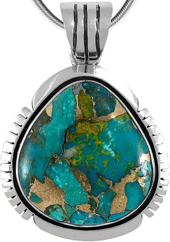 Turquoise Pendant Necklace Sterling Silver 925 (Sterling Silver Pendant with 20" Stainless Chain) in Saudi Arabia