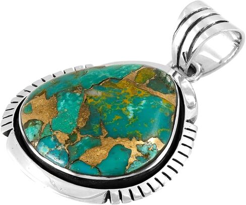 Turquoise Pendant Necklace Sterling Silver 925 (Sterling Silver Pendant with 20" Stainless Chain) in Saudi Arabia