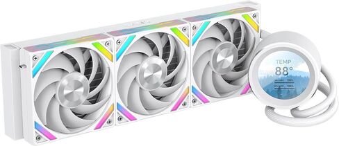 SAMA SM240 White Adjustable Liquid Cooler LCD Display Screen with 2x120mm Addressable ARGB PWM Silent Fan 240mm AIO Radiator in Kuwait