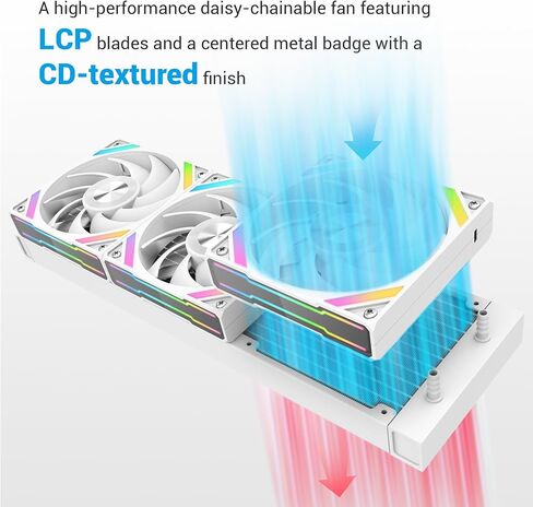 SAMA SM240 White Adjustable Liquid Cooler LCD Display Screen with 2x120mm Addressable ARGB PWM Silent Fan 240mm AIO Radiator in Kuwait