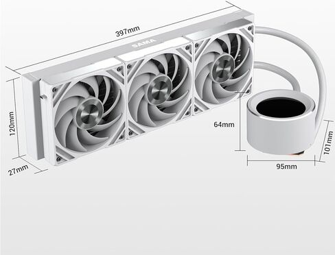 SAMA SM240 White Adjustable Liquid Cooler LCD Display Screen with 2x120mm Addressable ARGB PWM Silent Fan 240mm AIO Radiator in Kuwait