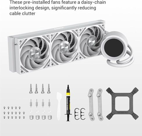 SAMA SM240 White Adjustable Liquid Cooler LCD Display Screen with 2x120mm Addressable ARGB PWM Silent Fan 240mm AIO Radiator in Kuwait