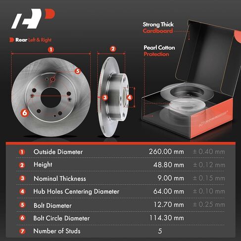 A-Premium Front Vented & Rear Solid Disc Brake Rotors + Ceramic Pads Kit Compatible with Select Honda Models - Accord 2003 2004 2005 2006 2007, 2.4L, 4-Wheel Disc Brakes, 12-PC Set in Saudi Arabia