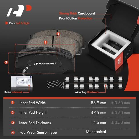 A-Premium Front Vented & Rear Solid Disc Brake Rotors + Ceramic Pads Kit Compatible with Select Honda Models - Accord 2003 2004 2005 2006 2007, 2.4L, 4-Wheel Disc Brakes, 12-PC Set in Saudi Arabia