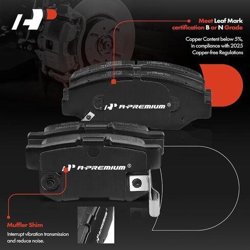 A-Premium Front Vented & Rear Solid Disc Brake Rotors + Ceramic Pads Kit Compatible with Select Honda Models - Accord 2003 2004 2005 2006 2007, 2.4L, 4-Wheel Disc Brakes, 12-PC Set in Saudi Arabia