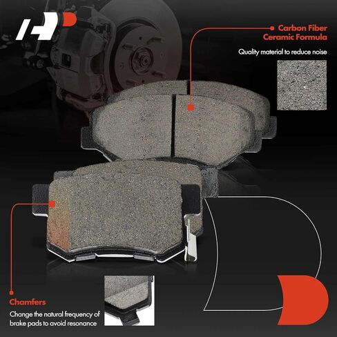 A-Premium Front Vented & Rear Solid Disc Brake Rotors + Ceramic Pads Kit Compatible with Select Honda Models - Accord 2003 2004 2005 2006 2007, 2.4L, 4-Wheel Disc Brakes, 12-PC Set in Saudi Arabia