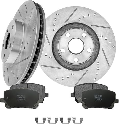 PM Auto Set of 6 Front 275mm Drilled Slotted Brake Disc Rotors-Ceramic Brake Pad Kit For 2003-2008 Pontiac Vibe in Saudi Arabia