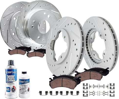 Detroit Axle - مجموعة الفرامل لعام 1993-1997 هوندا أكورس أكورا CL L4 2.2L الأمامية والخلفية حفر القرص المتداول دوارات الفرامل السيراميك 1994 1995 1996 استبدال in Saudi Arabia