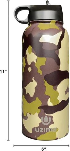 Uzima - زجاجة مياه مفلترة من Z-Source للمشي لمسافات طويلة وحقائب الظهر والتخييم والسفر. سعة كبيرة 32oz مع جزء خارجي من الفولاذ المقاوم للصدأ بجدار مزدوج. in Kuwait