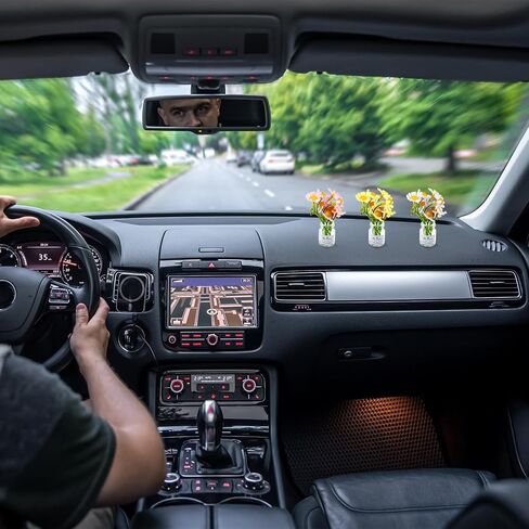 3pcs إكسسوارات Daisy Flower Dashboard ، مصغرة سيارة زخارف مقطوعة مقطع مقطع للسيارة معطرات الهواء الزخارف المركزية (اللون الأبيض الأصفر) in Kuwait