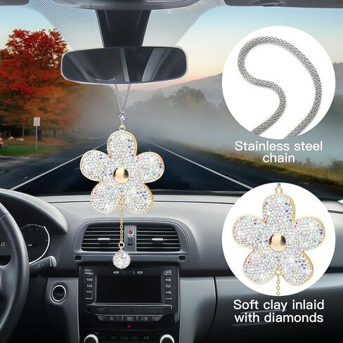 Soleebee Bling Car Hanging Ornament ، أحجار الراين الكريستالية للسيارة الخلفية المرآة مرآة ملحقات شنقا سيارة سحر قلادة الديكور للنساء الفتيات (الأرجواني) in Saudi Arabia