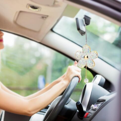 Soleebee Bling Car Hanging Ornament ، أحجار الراين الكريستالية للسيارة الخلفية المرآة مرآة ملحقات شنقا سيارة سحر قلادة الديكور للنساء الفتيات (الأرجواني) in Saudi Arabia