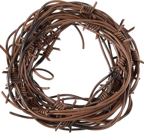32 Foot Fake Rusted Barbed Wire Decoration 4 Pcs Halloween Plastic Barb Wire Decoration Prop Western Decor Rusty Western Party Decorations Cowboy Decor for Cowboy Western Party Decor (Black) in Kuwait