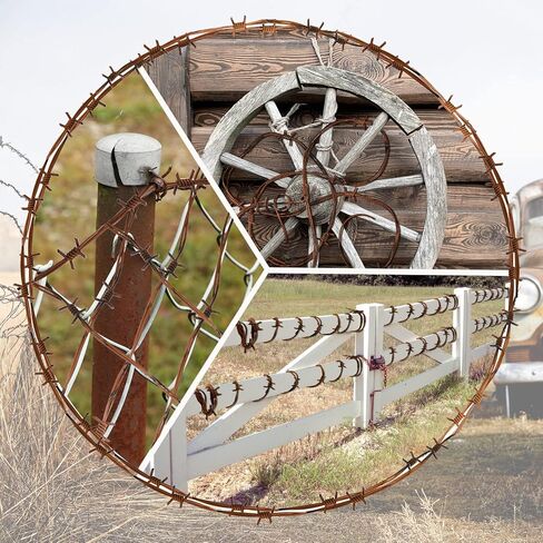 32 Foot Fake Rusted Barbed Wire Decoration 4 Pcs Halloween Plastic Barb Wire Decoration Prop Western Decor Rusty Western Party Decorations Cowboy Decor for Cowboy Western Party Decor (Black) in Kuwait