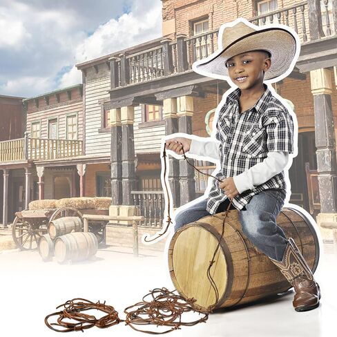 32 Foot Fake Rusted Barbed Wire Decoration 4 Pcs Halloween Plastic Barb Wire Decoration Prop Western Decor Rusty Western Party Decorations Cowboy Decor for Cowboy Western Party Decor (Black) in Kuwait