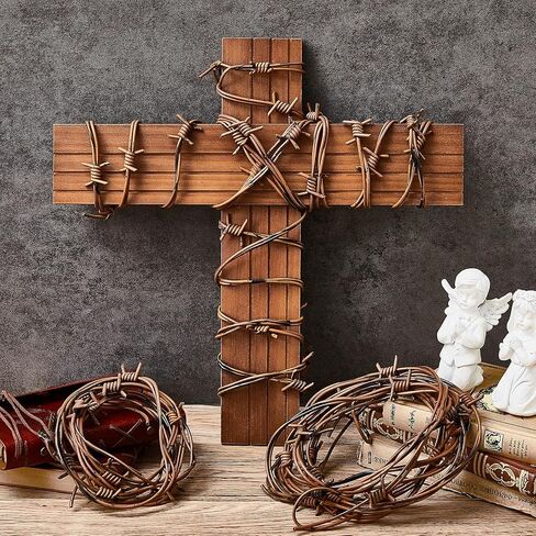 32 Foot Fake Rusted Barbed Wire Decoration 4 Pcs Halloween Plastic Barb Wire Decoration Prop Western Decor Rusty Western Party Decorations Cowboy Decor for Cowboy Western Party Decor (Black) in Kuwait