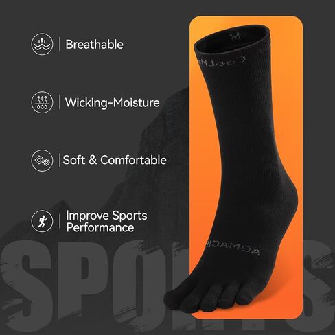 likloks Crew Toe Socks for Women Men - Athletic Running Hiking Socks with Toes - Comfortable Soft Breathable in Saudi Arabia