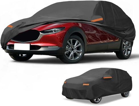 غطاء السيارة مقاوم للماء جميع حماية أمطار الشمس الغلاف الخارجي الكامل ل Mazda CX-30 أسود مع السوستة الجانبية اليسرى in Saudi Arabia