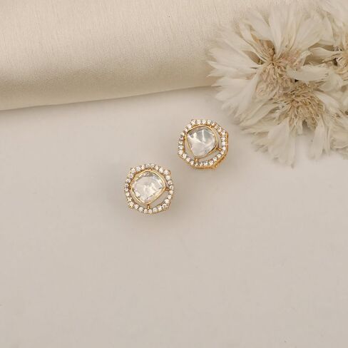 Tarinika Sterling Silver Starburst Moissanite Stud أقراط مطلية بالذهب للنساء المثاليين للمناسبات غير الرسمية هدية لها in Kuwait