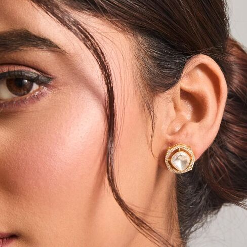 Tarinika Sterling Silver Starburst Moissanite Stud أقراط مطلية بالذهب للنساء المثاليين للمناسبات غير الرسمية هدية لها in Kuwait