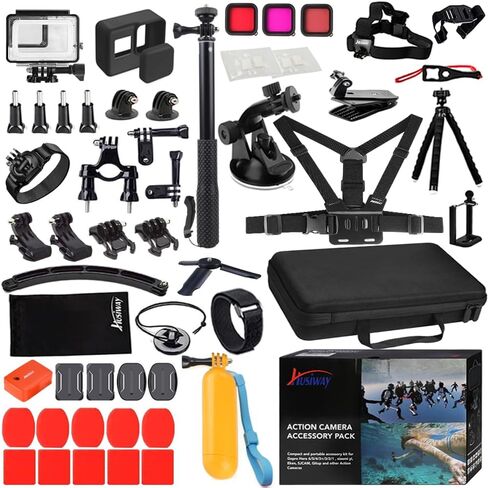68-in-1 Accessory Kit for GoPro Hero 7 6 5 Black GoPro7 Action Camera Filter Frame Waterproof Housing Case Bundle 60A in Saudi Arabia