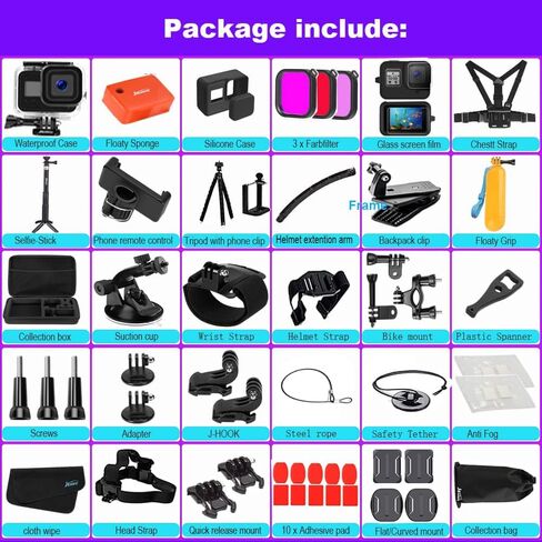 68-in-1 Accessory Kit for GoPro Hero 7 6 5 Black GoPro7 Action Camera Filter Frame Waterproof Housing Case Bundle 60A in Saudi Arabia