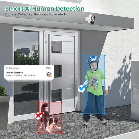 1080p Wireless Security Camera with AI Human Detection, Night Vision, 2-Way Talk, Cloud Storage, 2.4G WiFi, Battery Camera for Home Security (1 Spotlight) in Kuwait