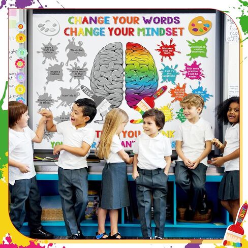 51 PCS Boho Inspirational Bulletin Board Set Rainbow Bulletin Board Border Boho تحفيزية للعودة إلى مدرسة Chalkboard Wall Classroom Decoration in Kuwait