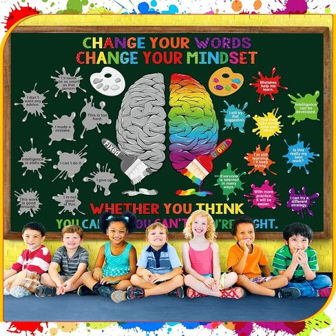 51 PCS Boho Inspirational Bulletin Board Set Rainbow Bulletin Board Border Boho تحفيزية للعودة إلى مدرسة Chalkboard Wall Classroom Decoration in Kuwait
