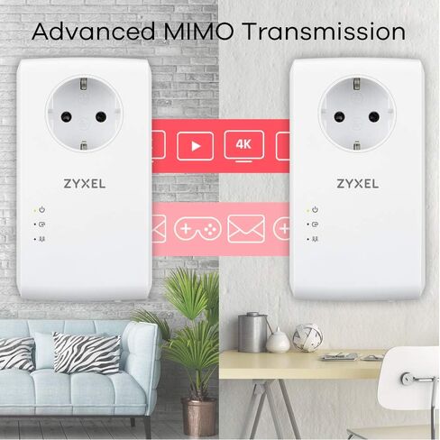 Zyxel G.hn 2400 Powerline Ethernet محول مجموعة المبتدئين | طاقة التمرير | التوصيل والتشغيل | ميمو | الجيل القادم G.hn | جيجابت إيثرنت | مثالي لأجهزة التلفاز الذكية، والألعاب عبر الإنترنت، وبث 8K | PLA6456KIT in Saudi Arabia