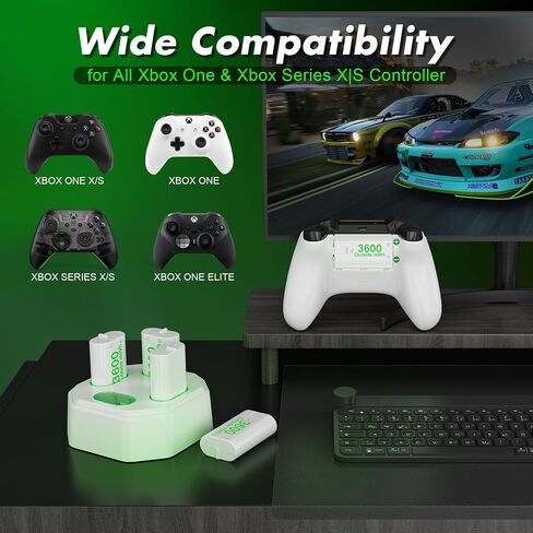 4 Pack Rechargeable Battery Pack Compatible with Xbox Series S/X,Charger Dock with 4 x 3600mWh NiMH Controller Battery Pack for Xbox One Wireless Controller in Saudi Arabia