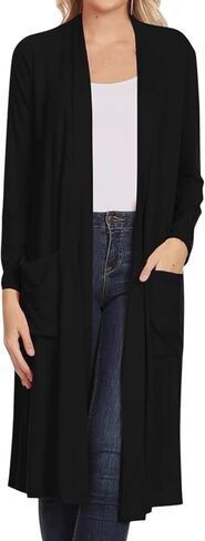 Zenana Jenni Longline Slouchy Pocket Open Cardigan in Kuwait