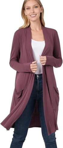 Zenana Jenni Longline Slouchy Pocket Open Cardigan in Kuwait