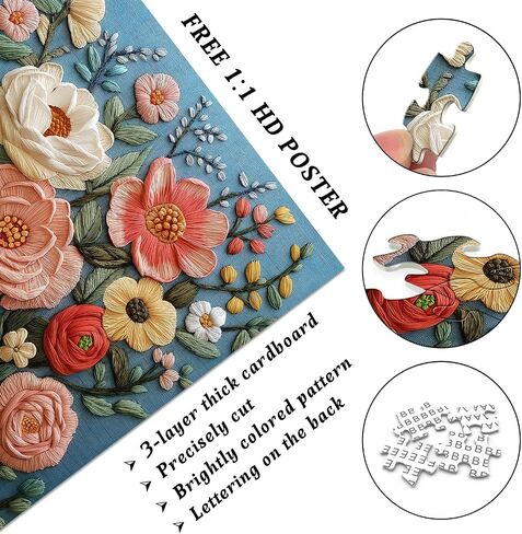Tulips Flower Puzzles for Adults 1000 Pieces, Unique Floral Puzzle Art, Hard Plant Puzzle, Colorful Tulip Challenging Jigsaw Puzzles for Adults in Kuwait