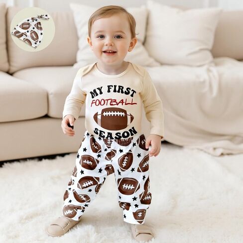 BemeyourBBs الوليد بيبي بوي فتاة كرة القدم الزي لعبة يوم طويل الأكمام رومبير فستان أطفال مع سروال داخلي قبعة صغيرة ملابس الخريف الشتاء in Kuwait