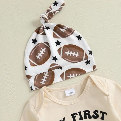 BemeyourBBs الوليد بيبي بوي فتاة كرة القدم الزي لعبة يوم طويل الأكمام رومبير فستان أطفال مع سروال داخلي قبعة صغيرة ملابس الخريف الشتاء in Kuwait