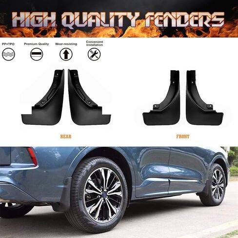 Xotic Tech 4pcs Front & Graph Flap Splash Guards Fender Flare Mudguard Dirt Slush Trap Protector W/Ardaware Accessories Cult Compatible مع Ford Escape 2020-2025 in Saudi Arabia