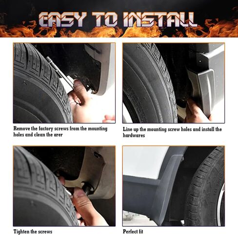 Xotic Tech 4pcs Front & Graph Flap Splash Guards Fender Flare Mudguard Dirt Slush Trap Protector W/Ardaware Accessories Cult Compatible مع Ford Escape 2020-2025 in Saudi Arabia