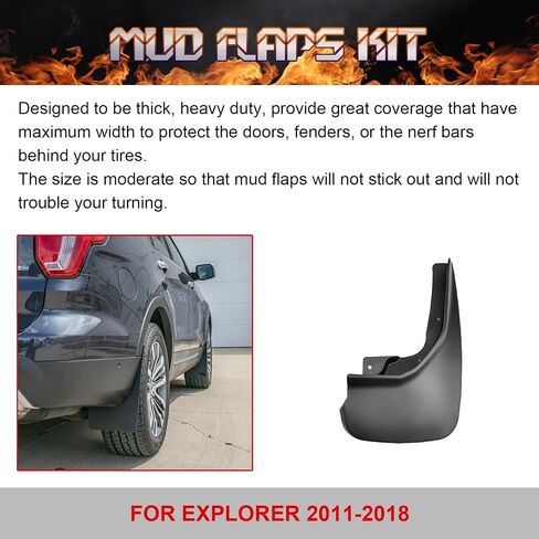 Xotic Tech 4pcs Front & Graph Flap Splash Guards Fender Flare Mudguard Dirt Slush Trap Protector W/Ardaware Accessories Cult Compatible مع Ford Escape 2020-2025 in Kuwait