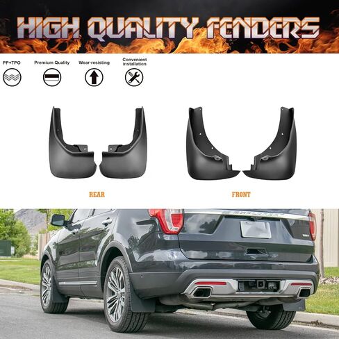 Xotic Tech 4pcs Front & Graph Flap Splash Guards Fender Flare Mudguard Dirt Slush Trap Protector W/Ardaware Accessories Cult Compatible مع Ford Escape 2020-2025 in Kuwait