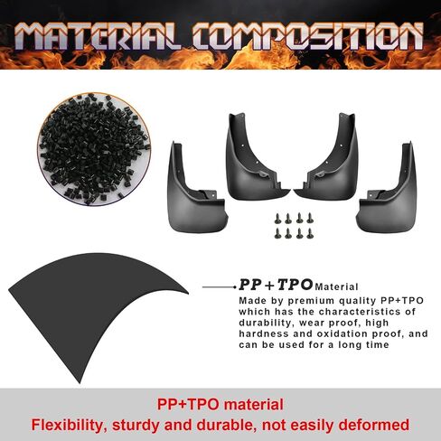 Xotic Tech 4pcs Front & Graph Flap Splash Guards Fender Flare Mudguard Dirt Slush Trap Protector W/Ardaware Accessories Cult Compatible مع Ford Escape 2020-2025 in Kuwait