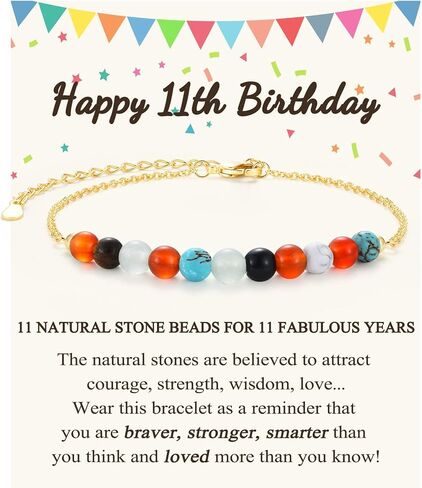 10-21 Year Old Girl Birthday Gifts, Happy 10th-21st Birthday Decorations Beaded Bracelet Gifts for Girls with Cards in Kuwait
