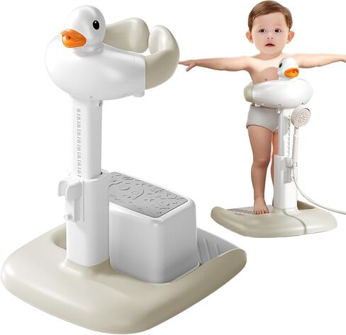 Adjustable Height Baby Shower Stand with Anti-Slip Base,Bath Shower Standing Support Baby Bath Stand,Portable Bath Helper Baby,Free Mother Hands in Saudi Arabia