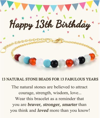 10-21 Year Old Girl Birthday Gifts, Happy 10th-21st Birthday Decorations Beaded Bracelet Gifts for Girls with Cards in Kuwait