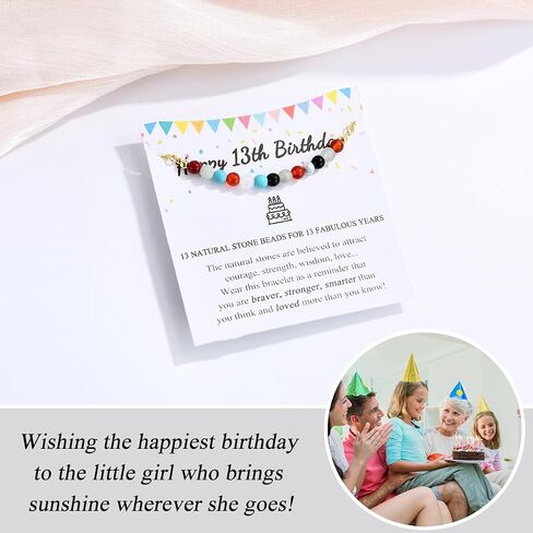 10-21 Year Old Girl Birthday Gifts, Happy 10th-21st Birthday Decorations Beaded Bracelet Gifts for Girls with Cards in Kuwait